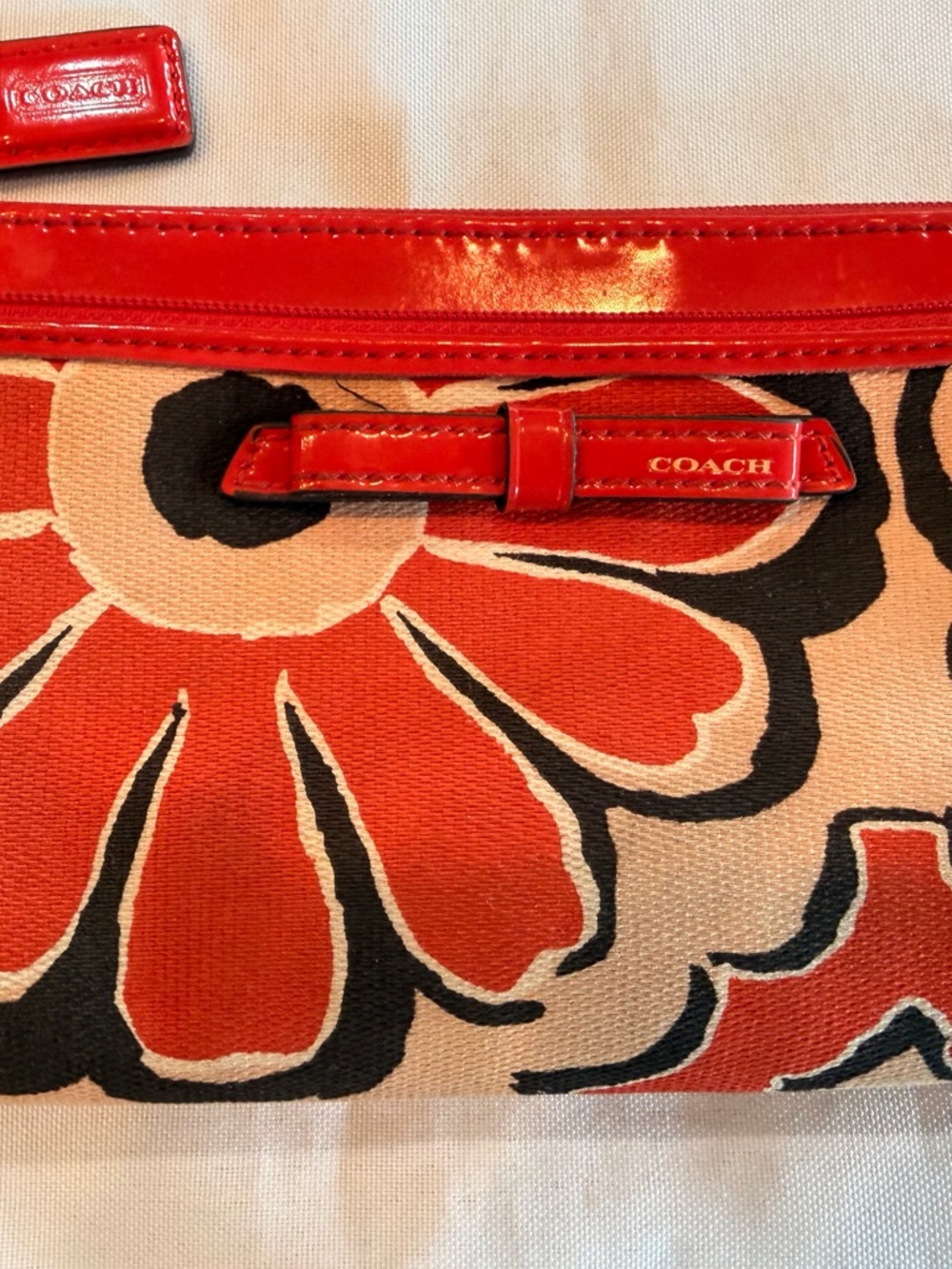 Coach Poppy Double Zip Wallet Floral Scarf Print Patent Leather - Picture 3 of 11